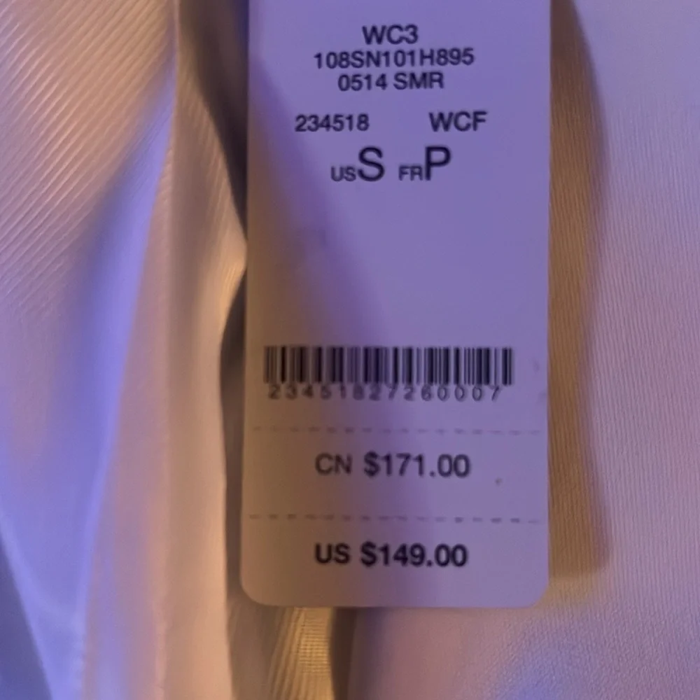 NWT $149 BEBE trench tan beige cream colorblock peplum flare trench jacket S - Picture 4 of 7